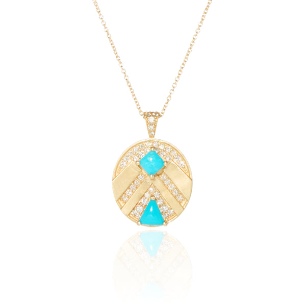 Etain Turquoise Chevron Pendant Necklace