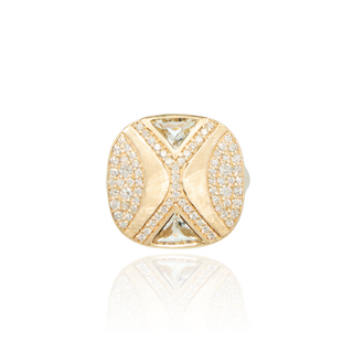 Flora Green Amethyst Cushion Ring
