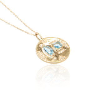 Lakshmi Acquamarine Medallion Pendant Necklace