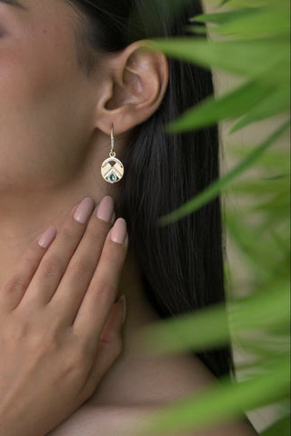 Arinna Emerald Chevron Medallion Drops