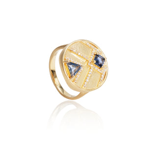 Anya Blue Sapphire Chevron Ring