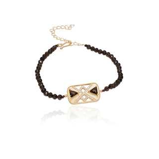Anya Smoky Quartz Chevron Beaded Necklace