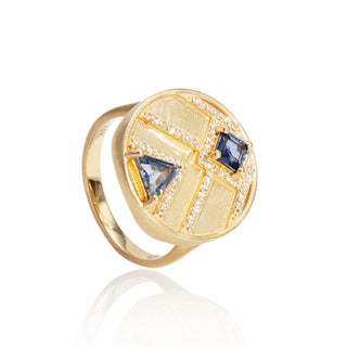 Anya Blue Sapphire Chevron Ring
