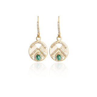 Arinna Emerald Chevron Medallion Drops