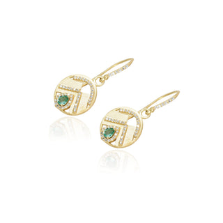 Arinna Emerald Chevron Medallion Drops