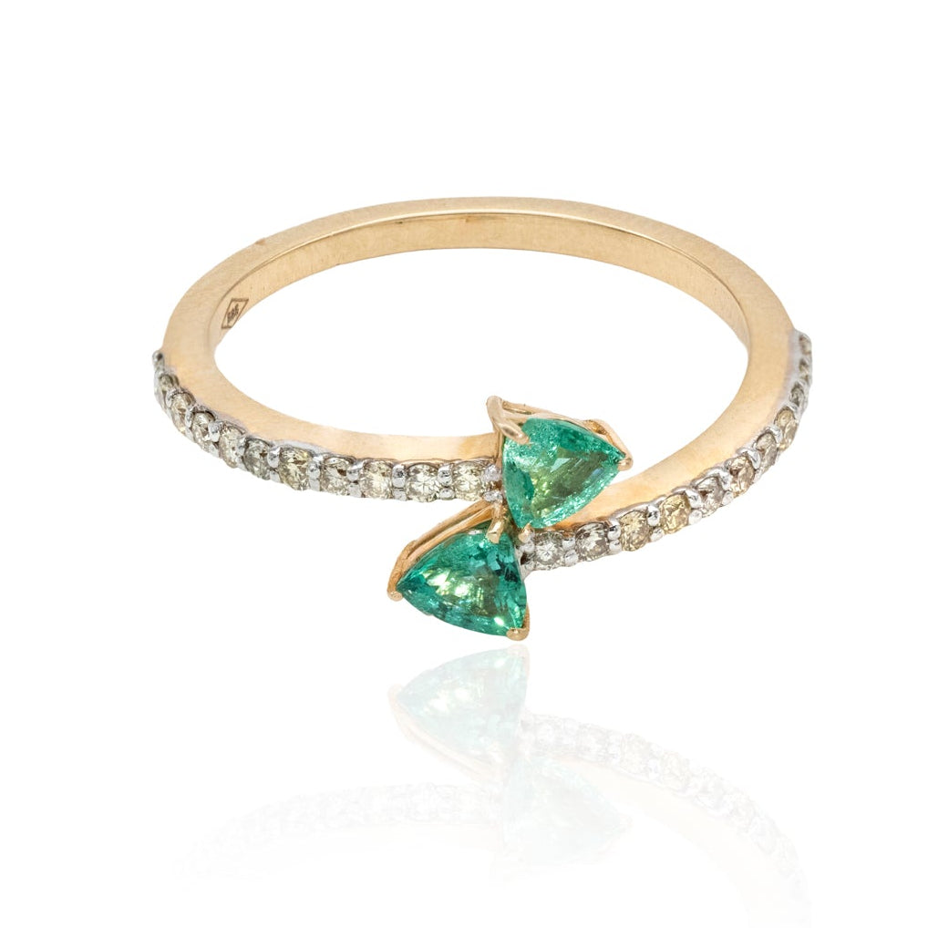 Brigid Ring | 14K Gold, Emerald & White diamonds – Mila Omi