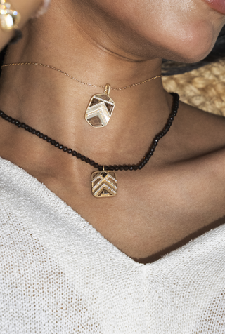 Anya Smoky Quartz Chevron Beaded Necklace