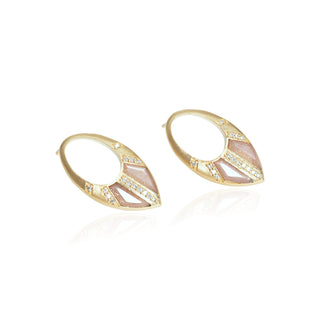 Epona Peach Moonstone Shield Earrings