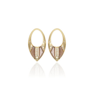 Epona Peach Moonstone Shield Earrings
