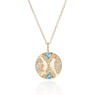 Ezili Blue Topaz Hourglass Pendant Necklace(Chain)