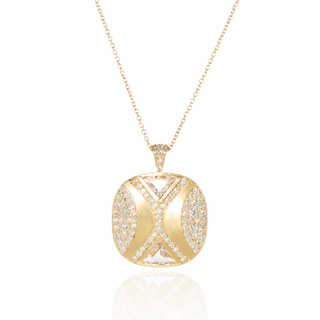 Flora Morganite Cushion Pendant Necklace