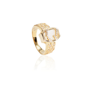 Kali White Agate Honeycomb Ring