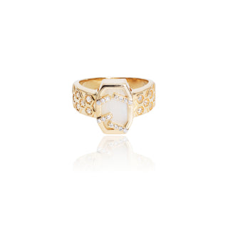 Kali White Agate Honeycomb Ring