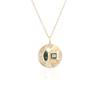 Lakshmi Green Tourmaline Medallion Pendant Necklace