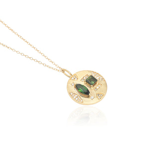 Lakshmi Green Tourmaline Medallion Pendant Necklace