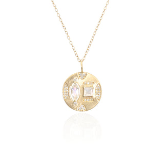 Lakshmi Moonstone Medallion Pendant Necklace (Chain)