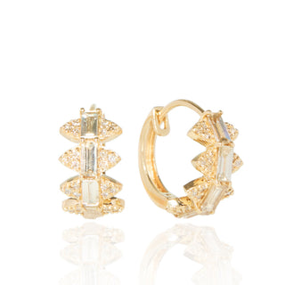 Minerva Mini Grey Diamond Hoop Earrings