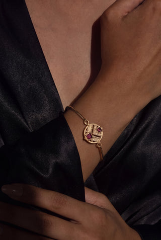 Surya Pink Tourmaline Chevron Medallion Bangle