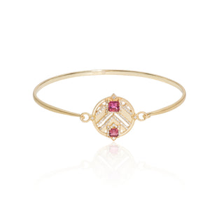 Surya Pink Tourmaline Chevron Medallion Bangle