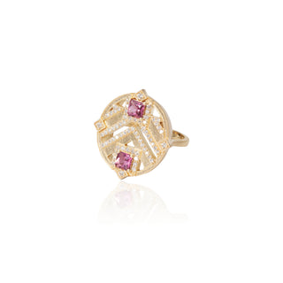 Surya Pink Tourmaline Chevron Medallion Ring