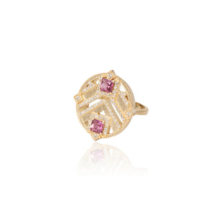 Surya Pink Tourmaline Chevron Medallion Ring