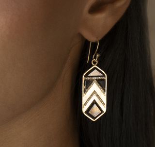 Vesta Smoky Quartz Chevron Shield Drops