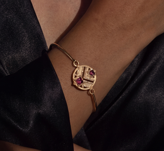 Surya Pink Tourmaline Chevron Medallion Bangle