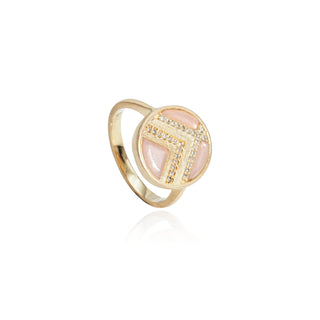 Vesta Peach Moonstone Chevron Ring
