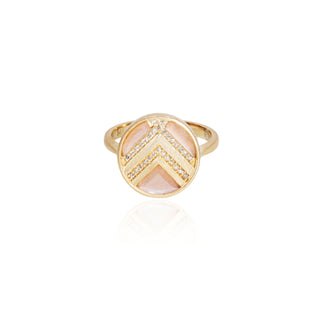 Vesta Peach Moonstone Chevron Ring