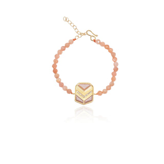 Vesta Peach Moonstone Beaded Bracelet