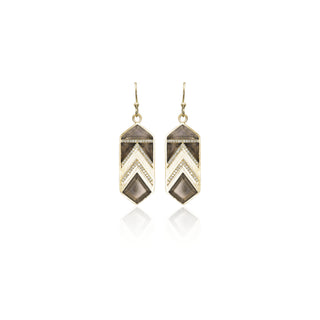 Vesta Smoky Quartz Chevron Shield Drops