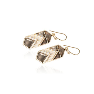Vesta Smoky Quartz Chevron Shield Drops