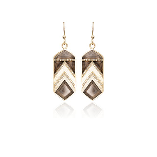 Vesta Smoky Quartz Chevron Shield Drops
