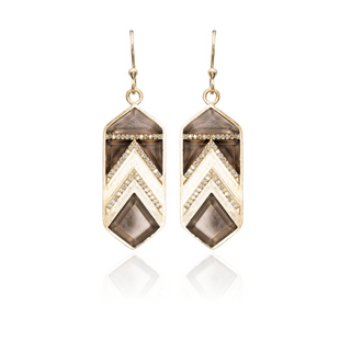 Vesta Smoky Quartz Chevron Shield Drops