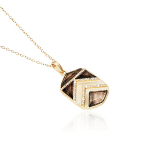Vesta Smoky Quartz Chevron Shield Necklace