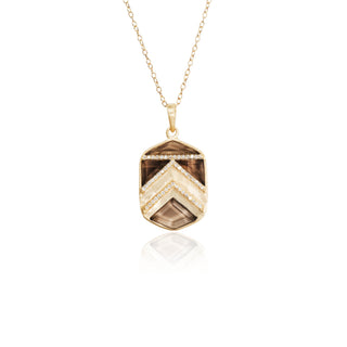 Vesta Smoky Quartz Chevron Shield Necklace
