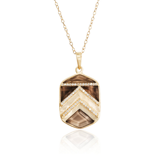 Vesta Smoky Quartz Chevron Shield Necklace