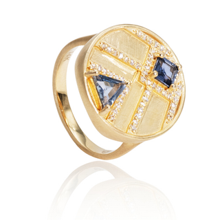 Anya Blue Sapphire Chevron Ring