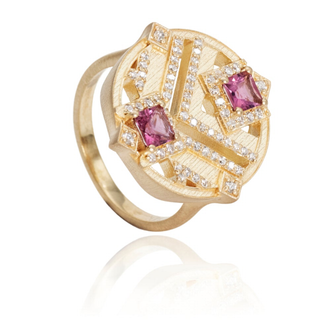 Surya Pink Tourmaline Chevron Medallion Ring